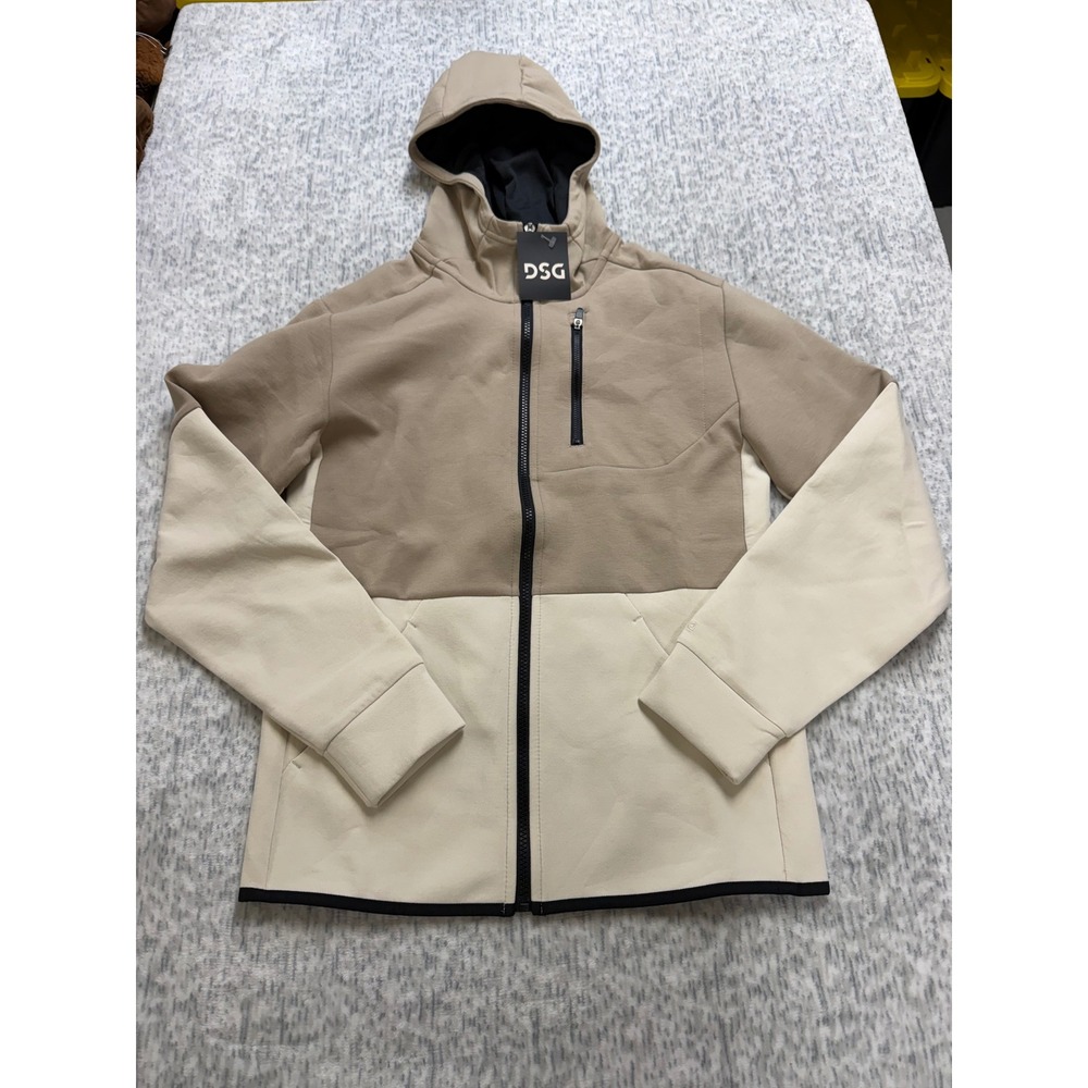 DSG Mens Sport Fleece Full Zip CB Hoodie‎ Khaki Light Sand XS DAM24409 NWT